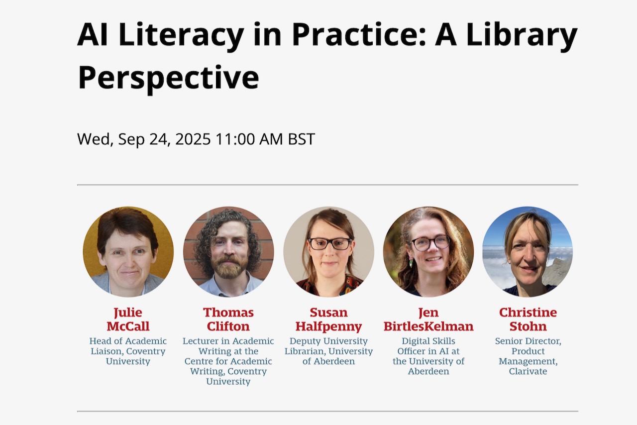 AI Literacy in Practice: A Library Perspective. 24 September, 11am BST